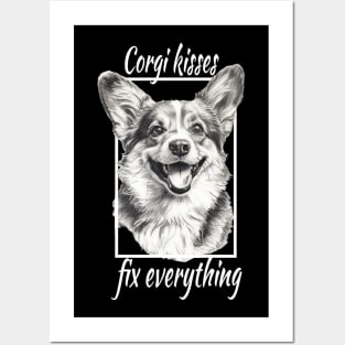 Corgi kisses, fix everything Posters and Art